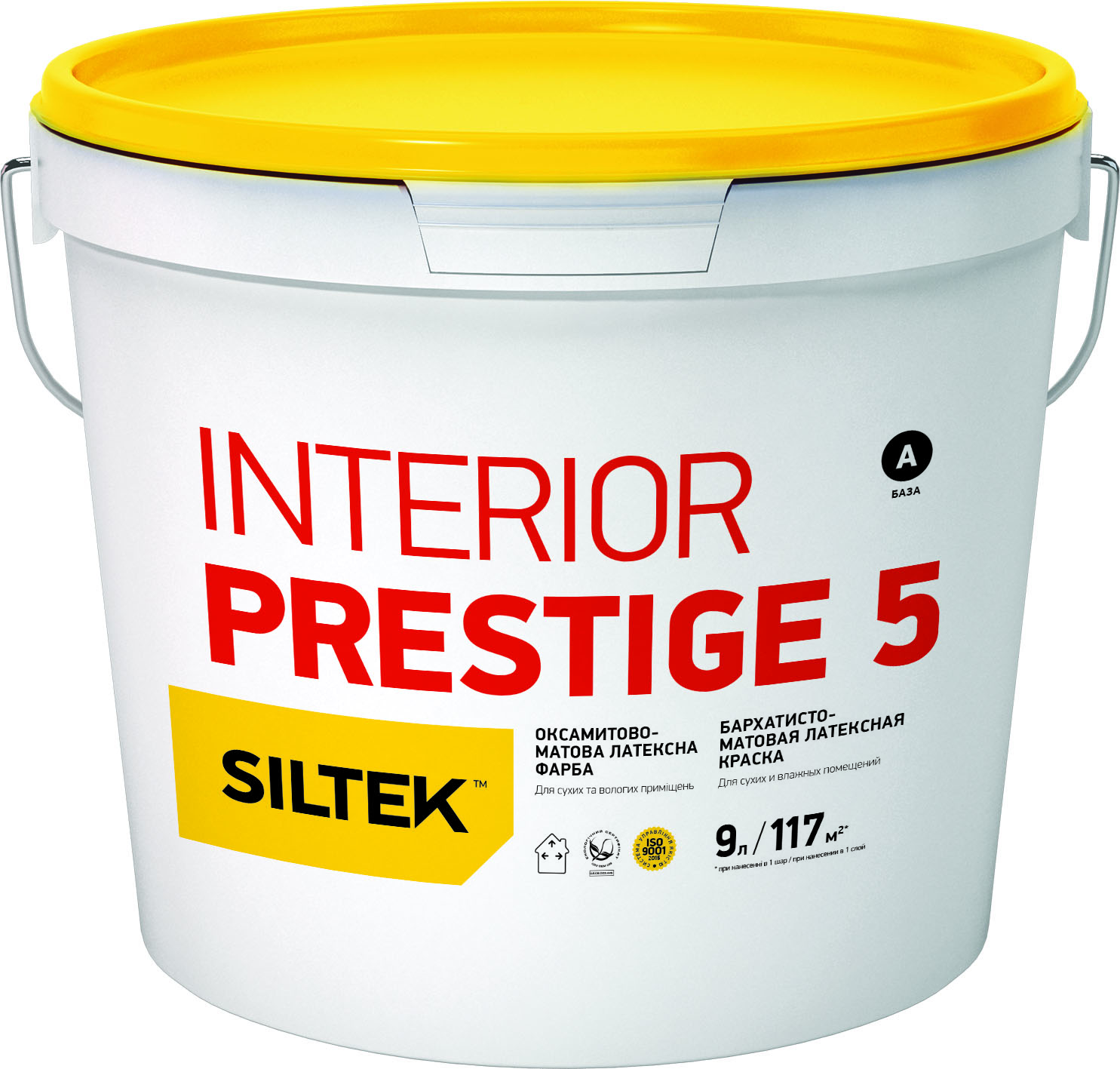 

Строительная краска интерьерная Siltek Prestige 5 бархатно-латексная 9 л Белая (IG19616)