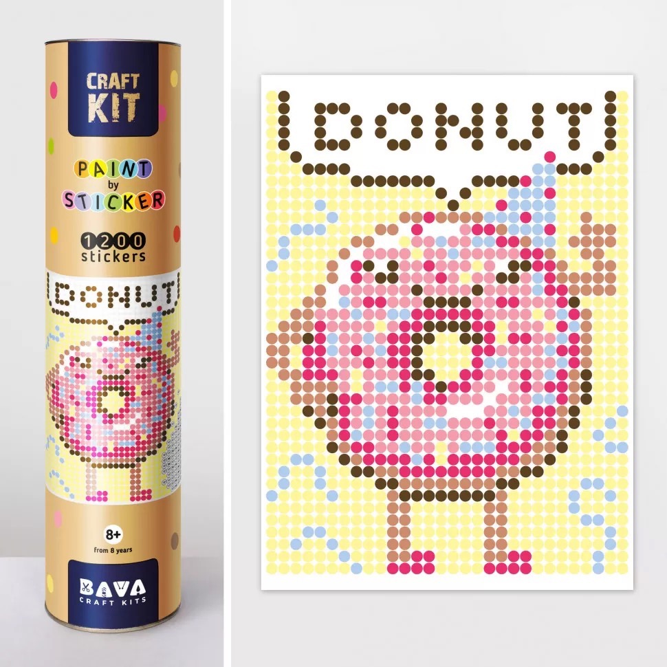 

Картина по номерам стикерами "Donut" Royal картина по номерам 33х48см набор в тубусе с 1200 наклейками-стикерами