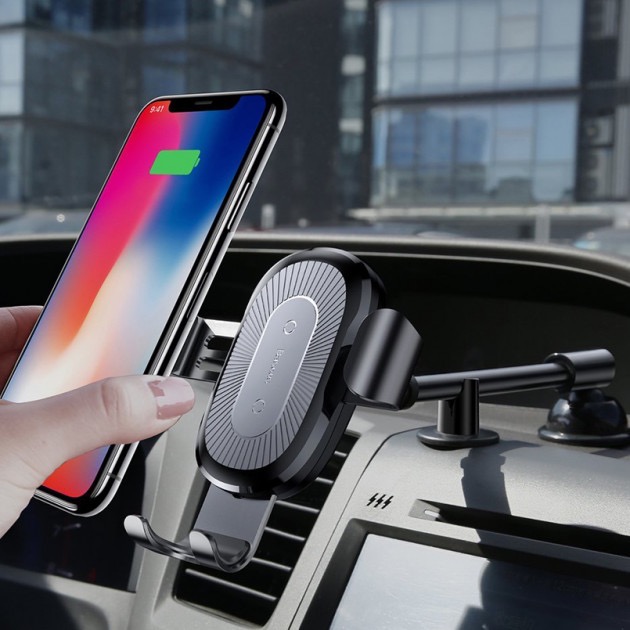 

Автодержатель с функцией беспроводной зарядки Baseus Wireless Charger Gravity Car Mount Heukji савтодержатель для телефона Black