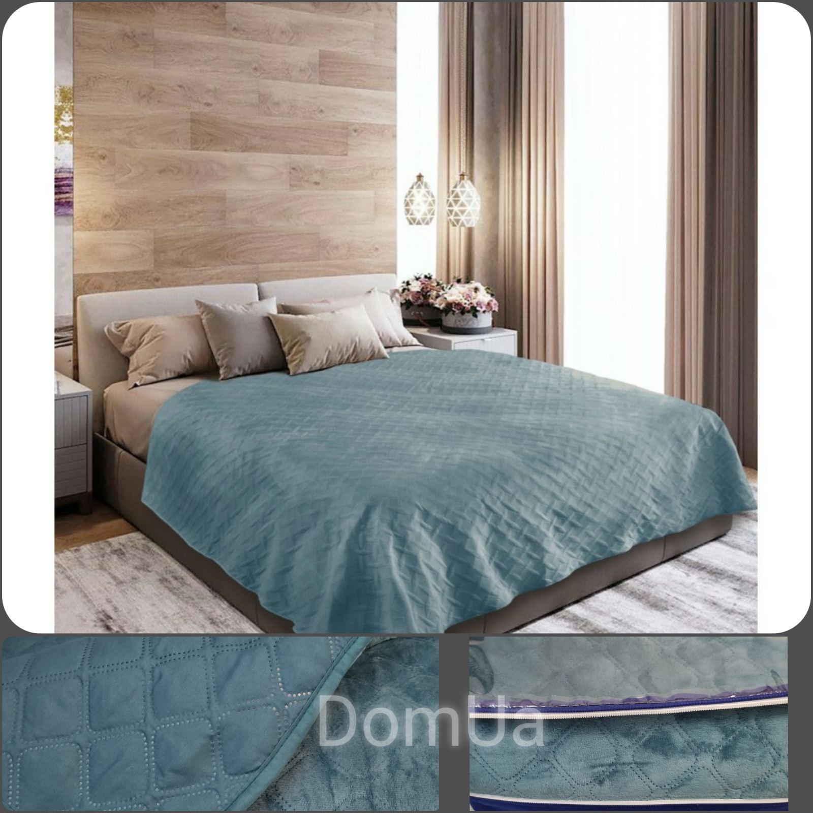 

Покрывало синее ТЕП 240*260 см велюровое