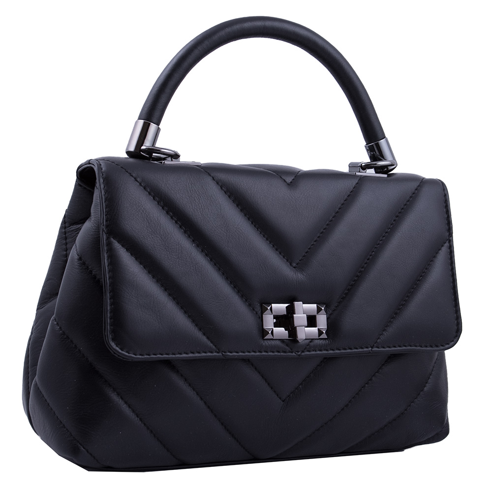 

Сумка женская стеганая из натуральной кожи Genuine leather B-GE18452 черная