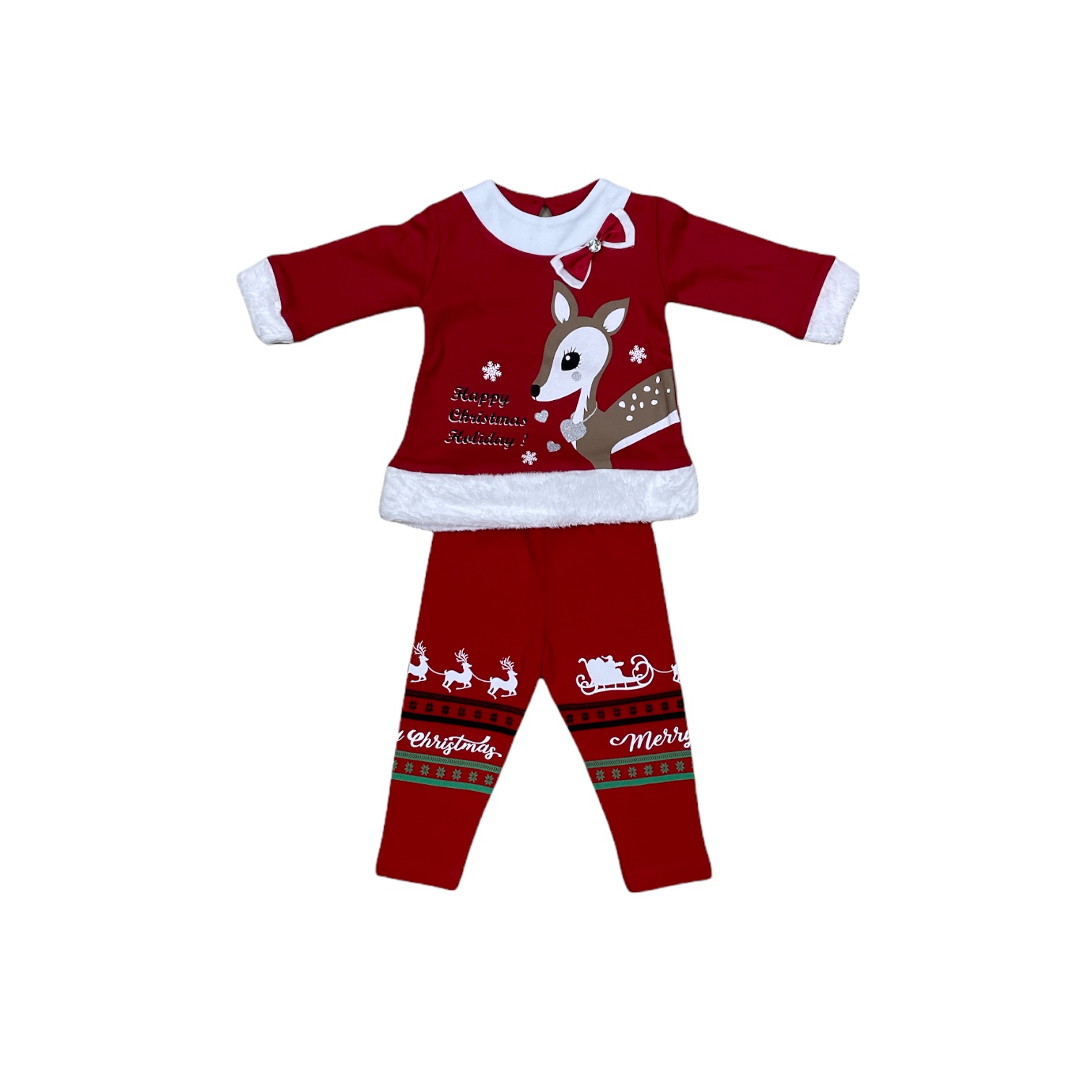 

Комплект новогодний Merry Christmas 80см красный Оленёнок 5610