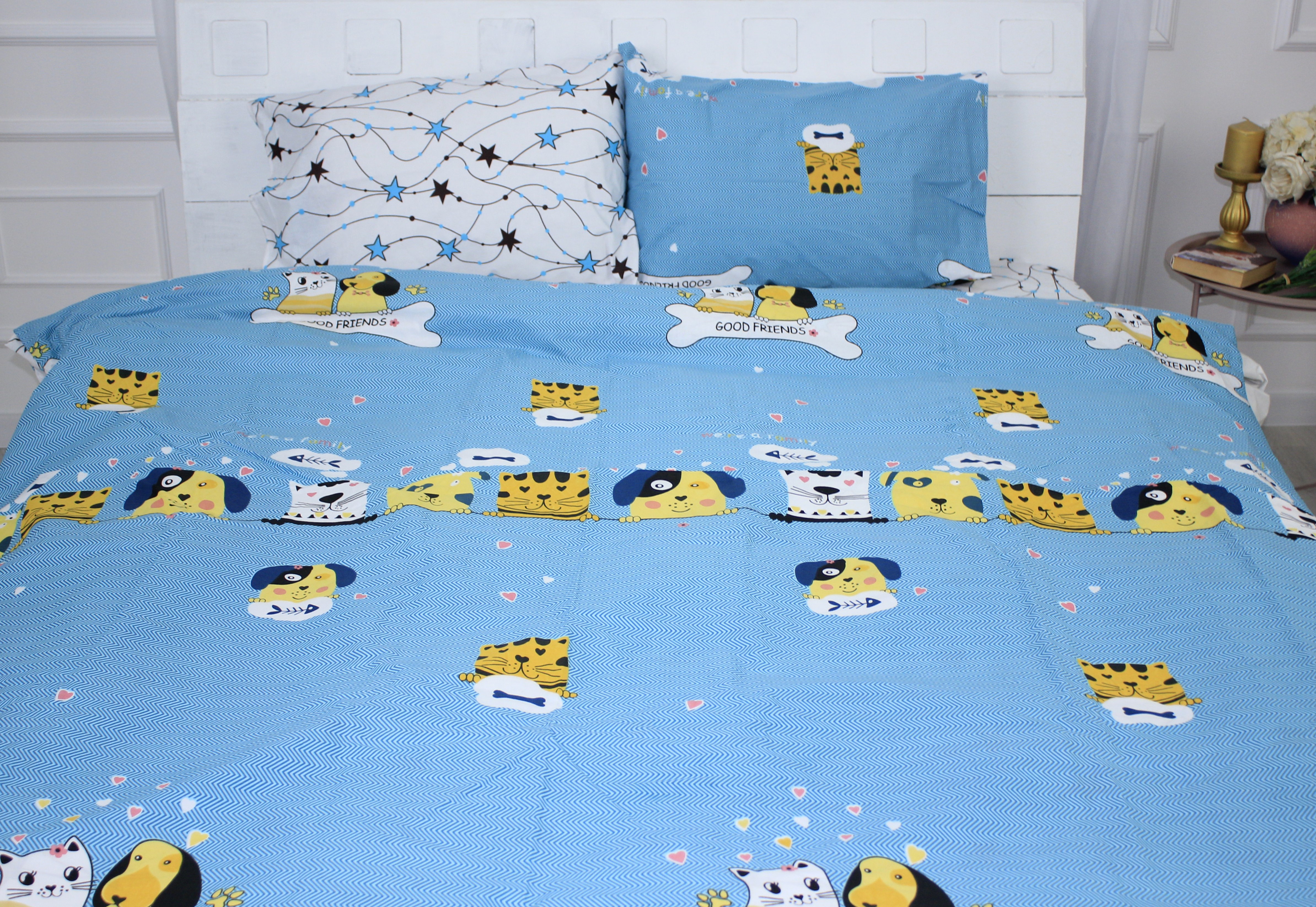 

Простынь MirSon Ranforce Elite 17-0518 Cat-dog blue 150х220 см
