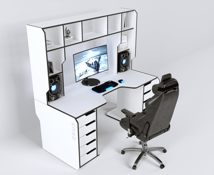 

Стол геймерский Zeus Viking-3L белый/черный Vi-1L