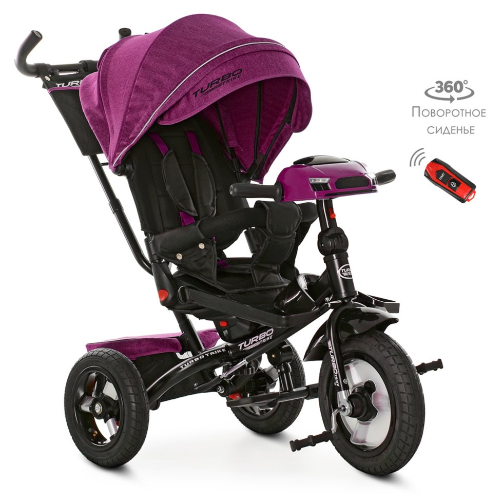 

Велосипед трехколесный TURBO TRIKE M 4060HA-18T с mp3 плеером, usb, пультом, музыкальными и световыми эффектами на руле и поворотным сиденьем фуксия