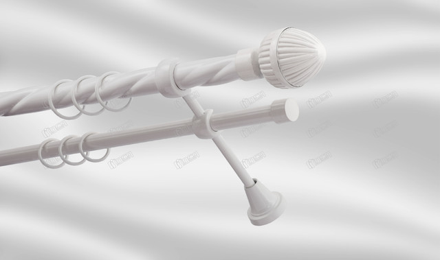 

Карниз для шторы PLASTIDEA металлический двойной витой диаметр 25-16 мм. с прищепками Белый Одеон 240 см.