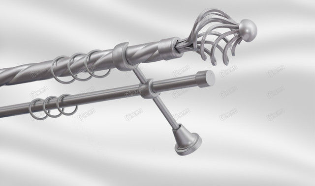 

Карниз для шторы PLASTIDEA металлический двойной витой диаметр 25-16 мм. с прищепками Сатин Арезо 300 см.