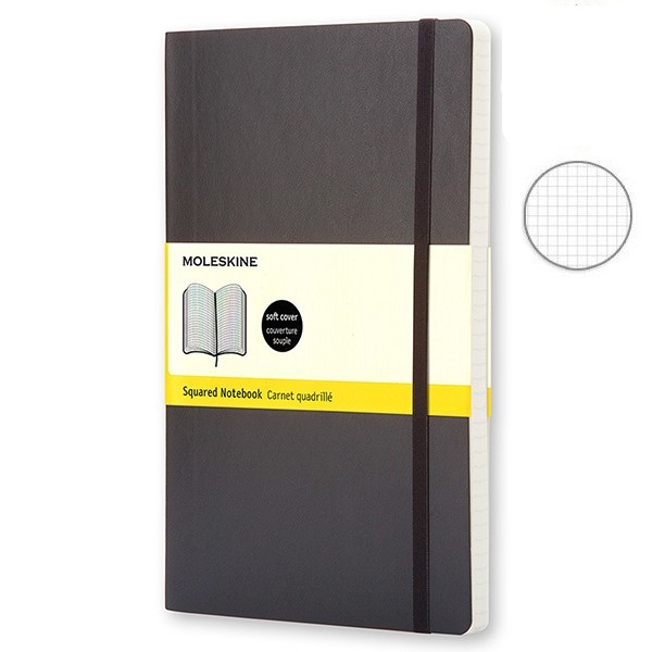 

Записная книга Moleskine Classic 13 x 21 см клетка 192 стр мягкая обложка Черный (QP617)