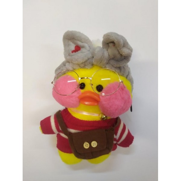 

Мягкая игрушка Плюшевая Лалафанфан Уточка Lalafanfan Duck в одежде 30 см желтый 4
