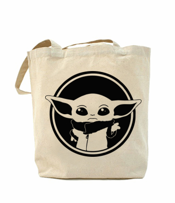 

Эко-сумка, шоппер с принтом повседневная Baby yoda monochrom