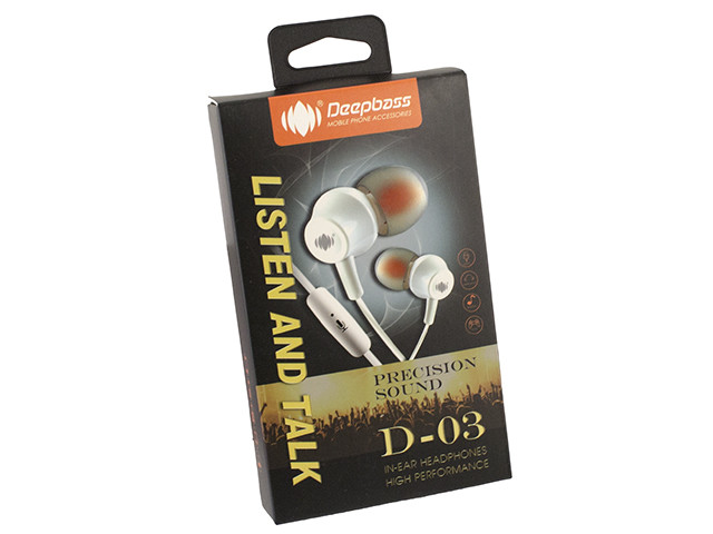

Навушники вакуумні Deepbass metal D-03 (гарнітура) white+мікрофон