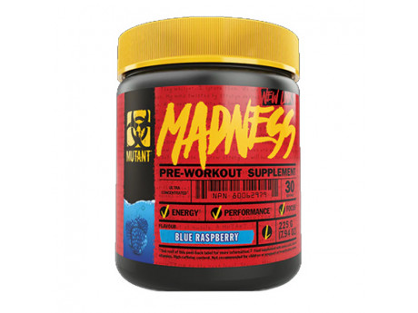 

Предтренировочный комплекс Mutant MADNESS 225 грамм Вкус Синяя малина