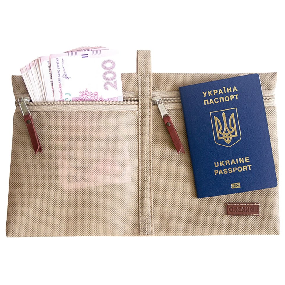 

Дорожный органайзер для документов ORGANIZE p003-beige бежевый