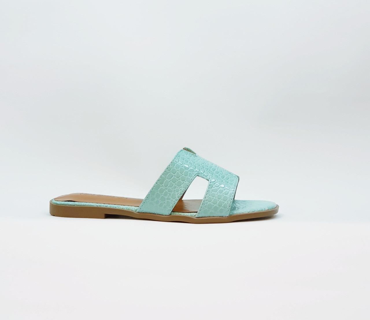 

Шлепанцы женские летние искусственная кожа на плоской подошве голубые 36 , Fashion, H-1