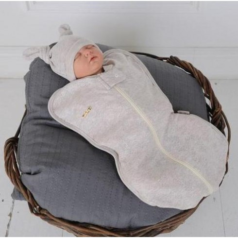 

Евро-пеленка на молнии Magbaby c шапочкой Wind бежевый меланж 3-6 мес