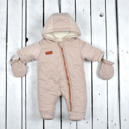 

Стеганый зимний комбинезон Magbaby Зигзаг бежевый