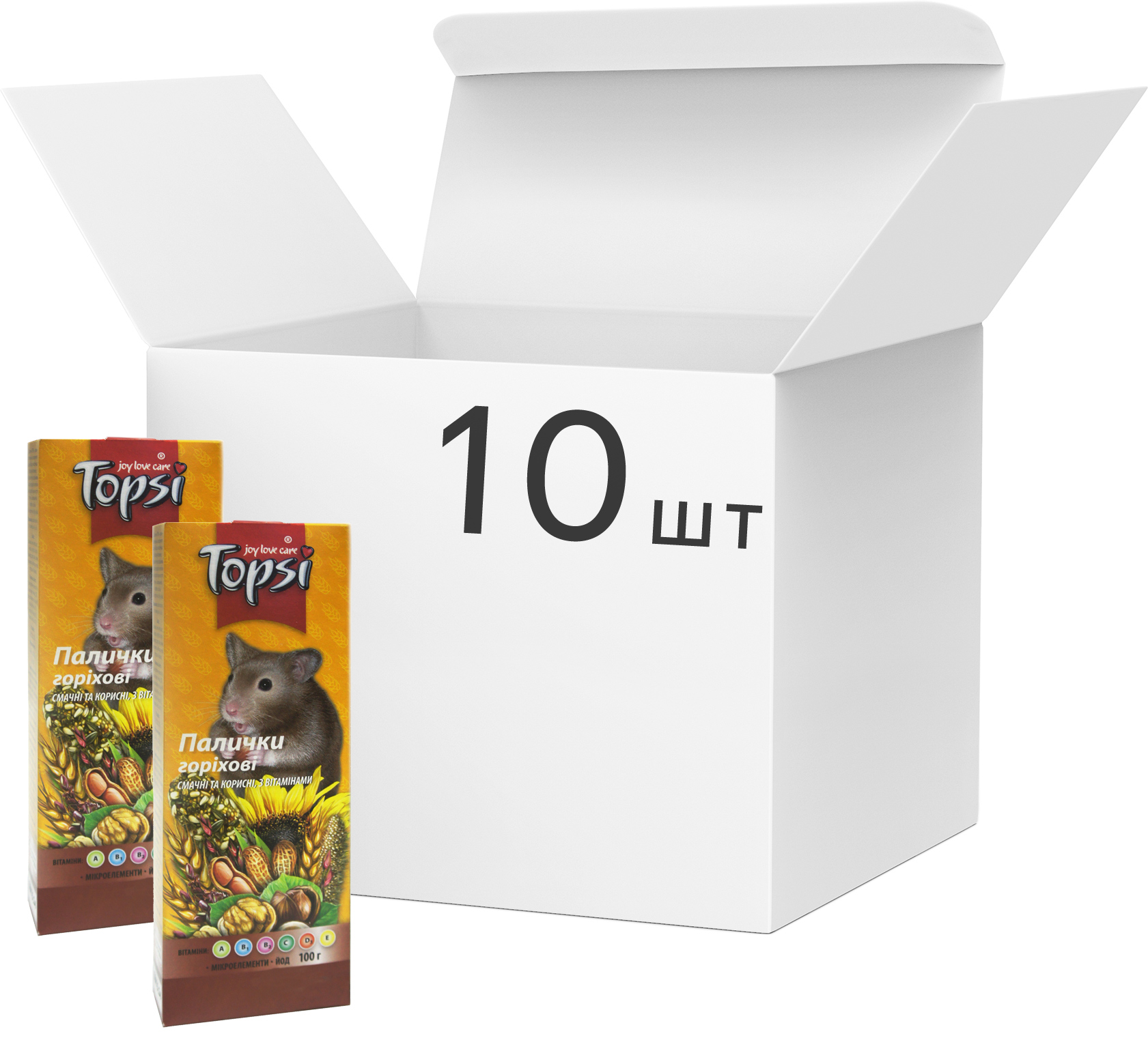 Акция на Упаковка корма для грызунов Topsi Ореховые палочки 100 г 10 шт (14820122208312) от Rozetka UA