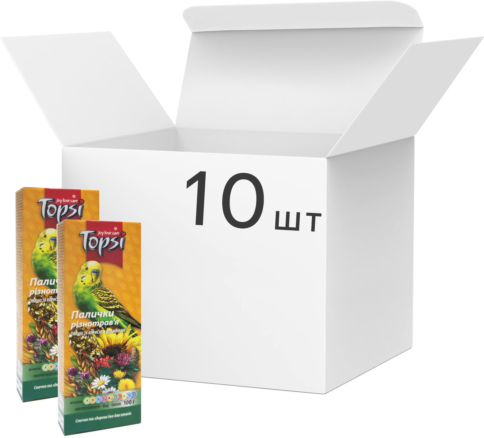 Акция на Упаковка корма палочки для волнистых попугаев Topsi Разнотравье 100 г 10 шт (14820122208282) от Rozetka UA