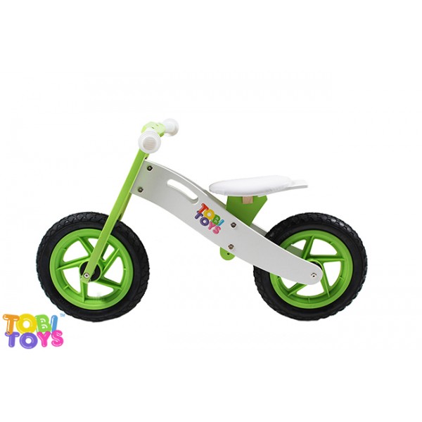 

Деревянный велобег Tobi Toys беговел с надувными шинами и закрытыми ручками Зеленый