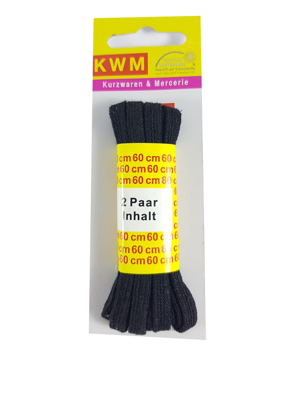 

Шнурки для обуви плоские 2 пары 60см KWM черный K03-110064
