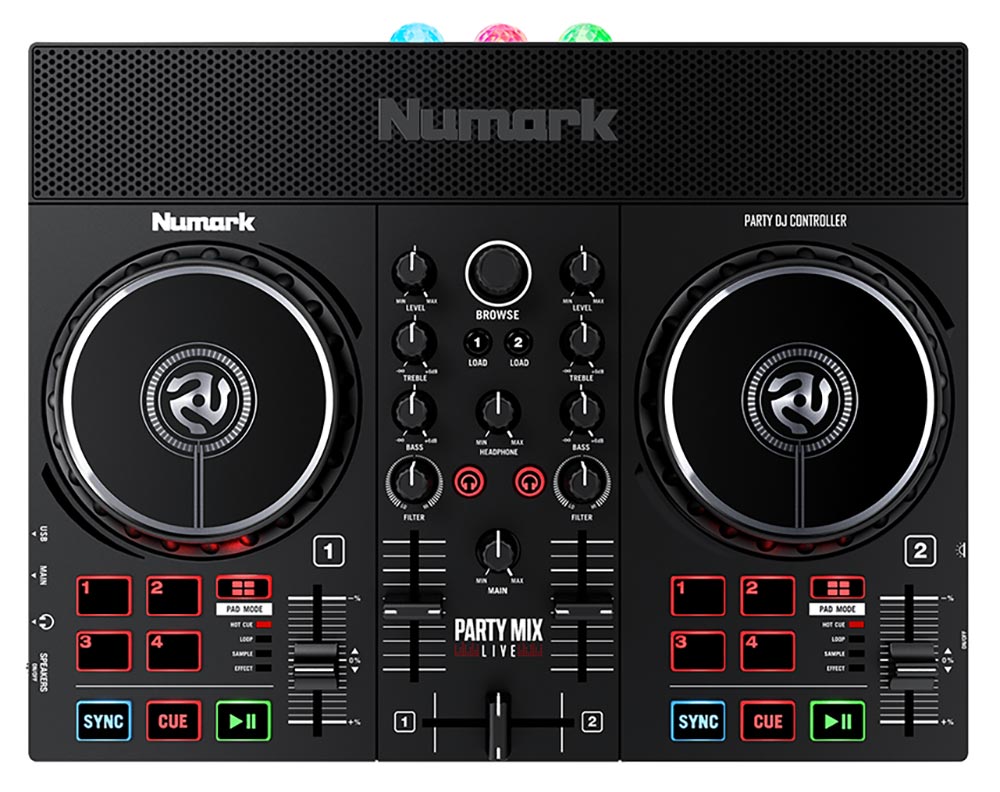 

DJ контроллер со встроенным световым шоу и динамиками NUMARK PARTY MIX LIVE