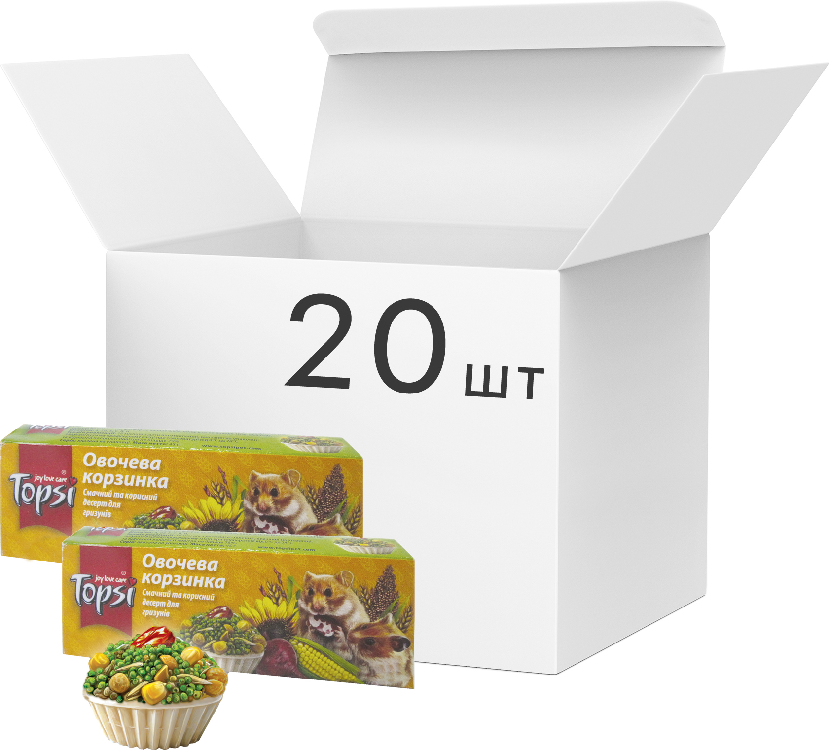 Акція на Упаковка корма для грызунов Topsi Корзинки овощные 45 г 20 шт (14820122208602) від Rozetka UA