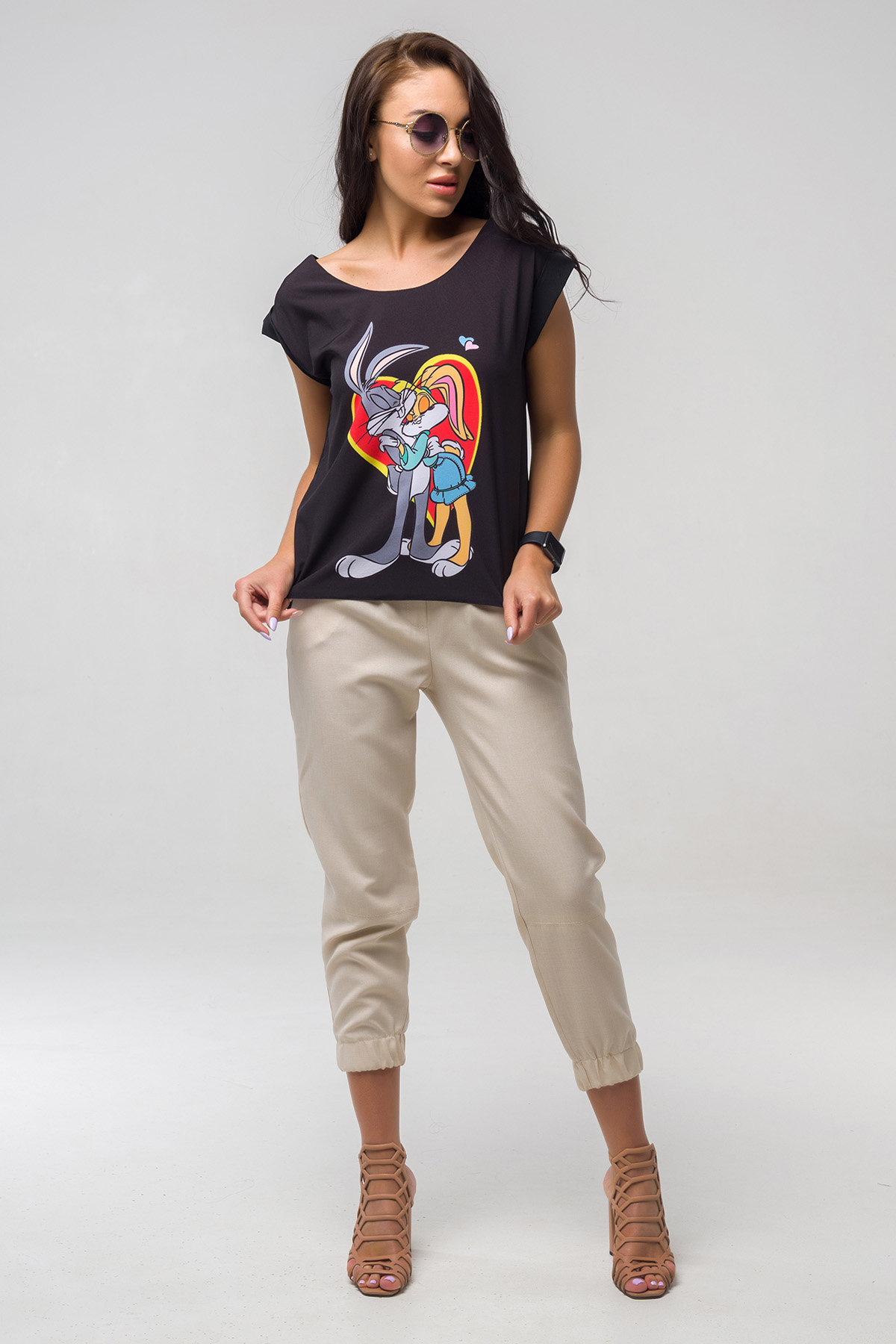 

Блуза FLFashion Микки ПБМ 2223 с коротким рукавом 50 черная