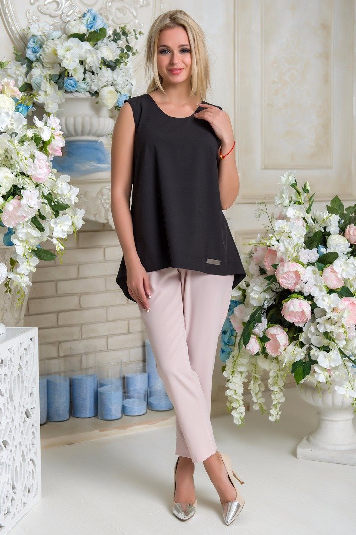 

Блуза FLFashion Клайпеда АБК 0183 без рукава 48 черная