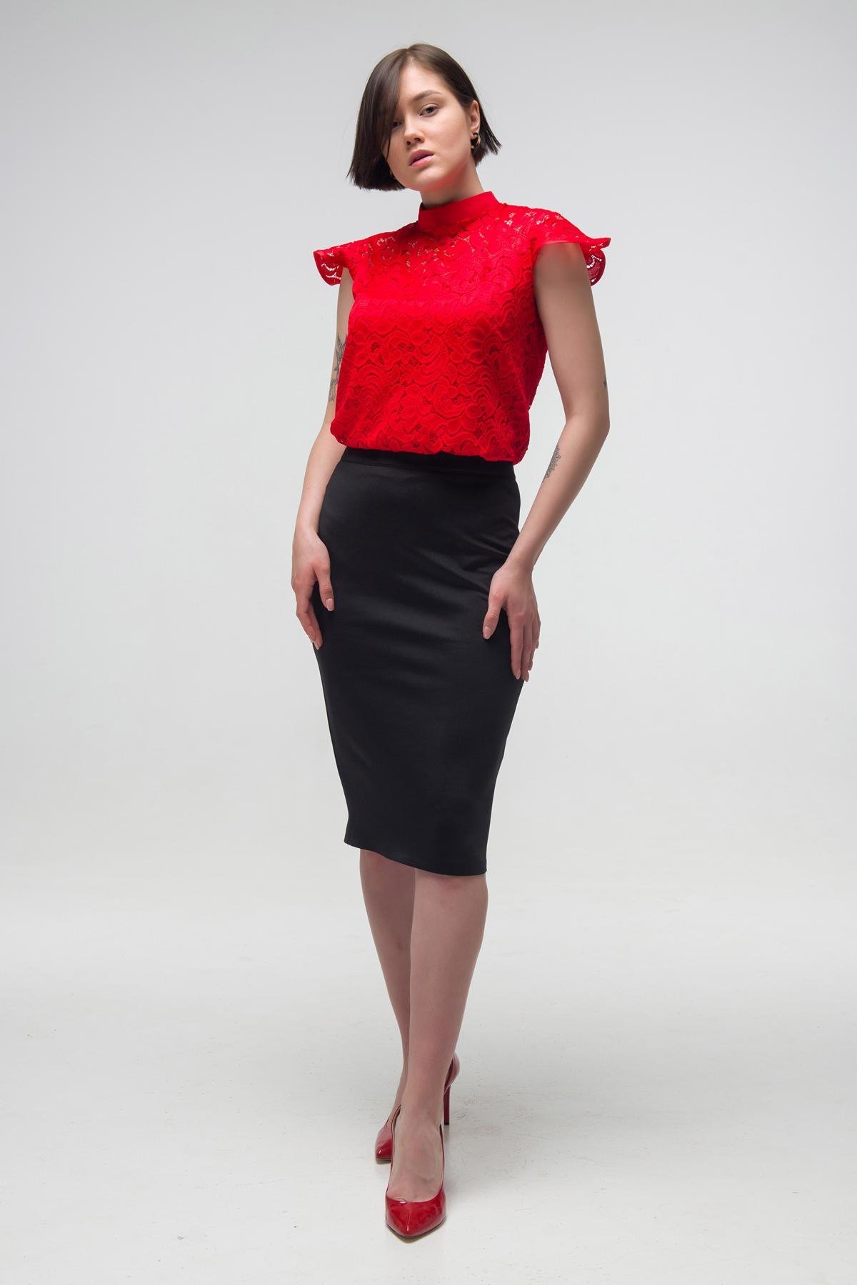 

Блуза FLFashion Дюшес ТБД 2743 с коротким рукавом 48 красная