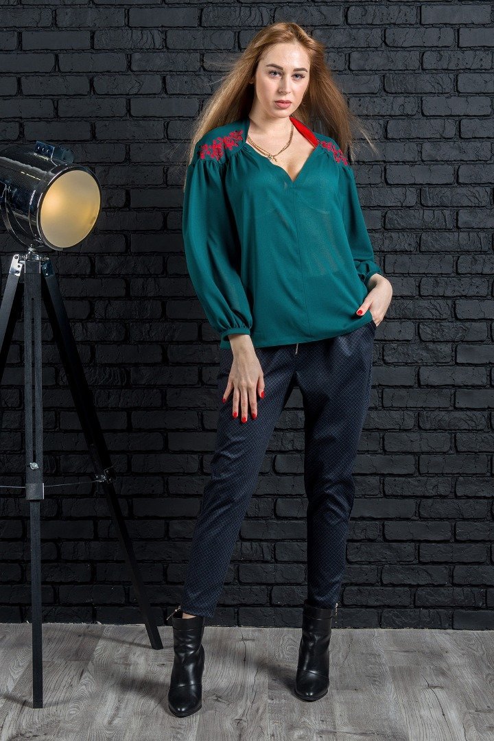

Блуза FLFashion Ванда НБВ 1861 с рукавом 7/8 44-46 зеленая