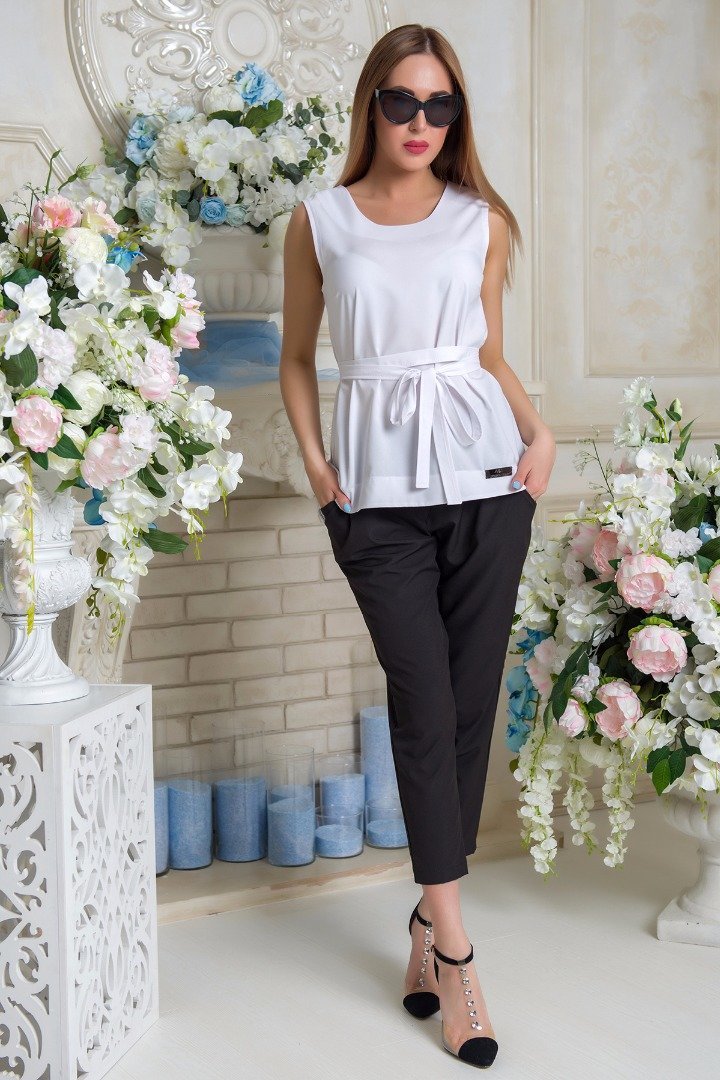 

Блуза FLFashion Клайпеда АБК 0180 без рукава 44 белая