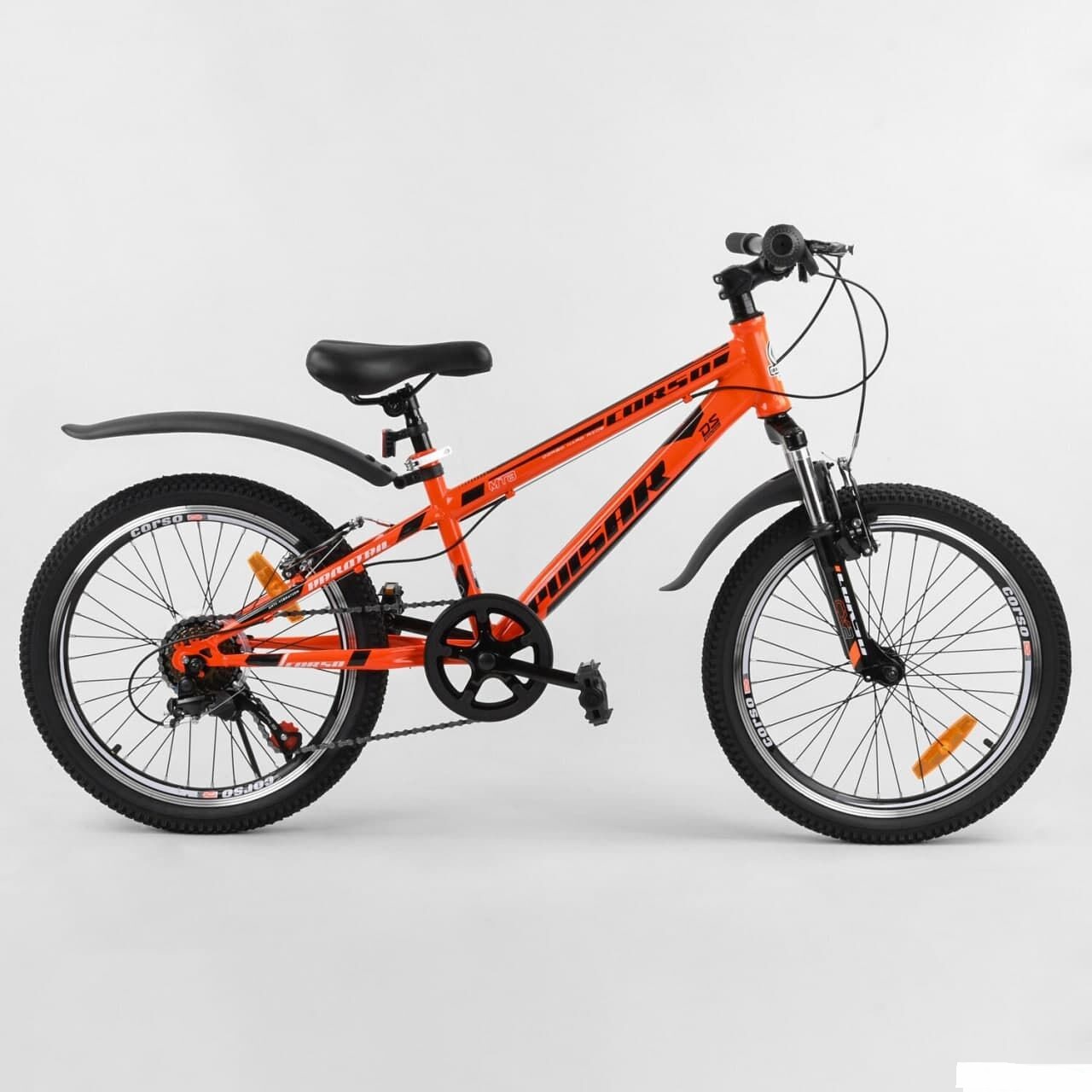 

Велосипед Спортивный Corso «Pulsar» 20" дюймов 74782 рама металлическая 11’’, Shinemax 7 скоростей, собран на 75%