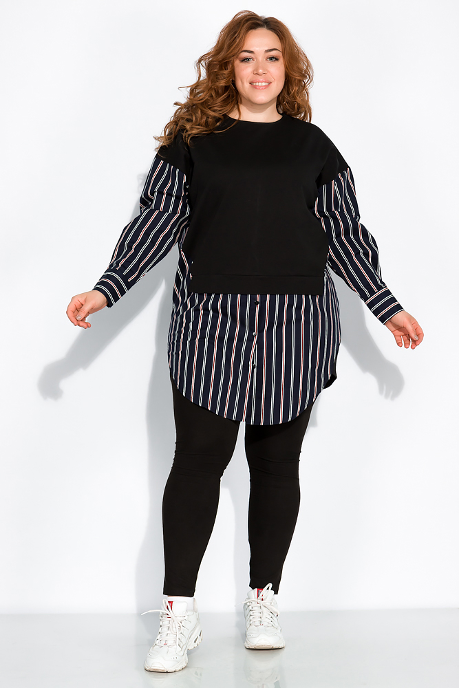 

Платье на пуговицах в полоску Time of Style 120PFA096186 XL Черный