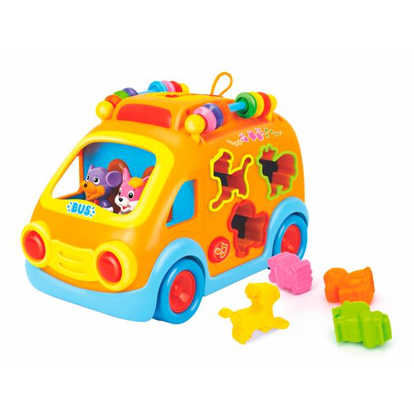 

Игрушка-сортер развивающая Hola Toys Веселый автобус звуковые/световые эффекты пластик оранжевый, разноцветный AFK 988