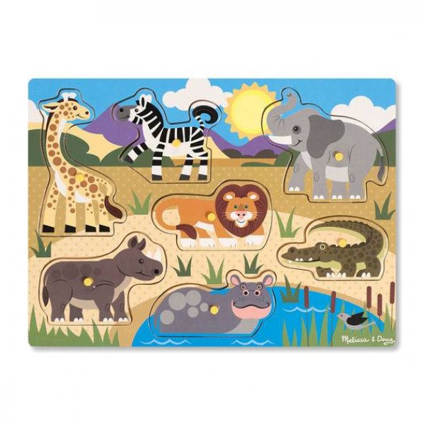 

Деревянная рамка-вкладыш Сафари Safari Peg Puzzle Melissa & Doug
