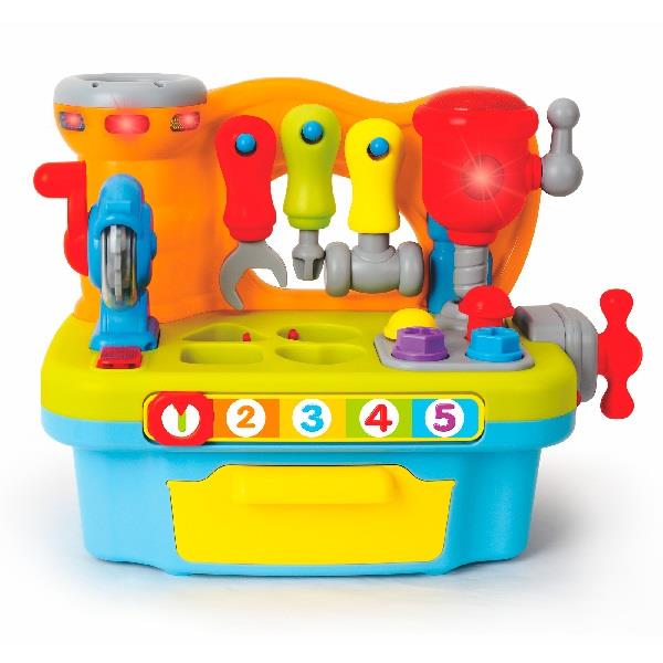 

Игрушка-сортер Hola Toys Столик с инструментами обучающая звуковые/световые эффекты пластик разноцветный AFK 907