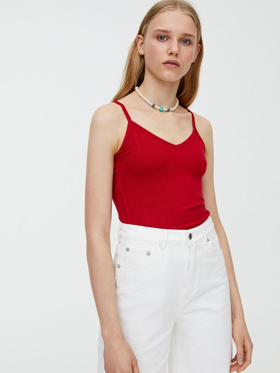 

Майка Pull & Bear 9230800b50  Красная, Майка Pull & Bear 9230800b50 M Красная