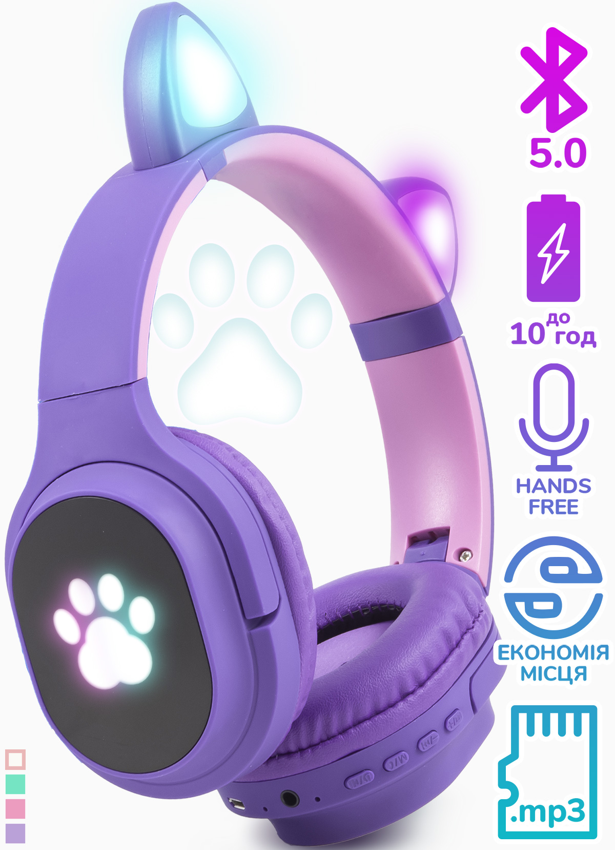 Навушники з котячими вушками Бездротові Wireless headphones Cat ear VZV ...