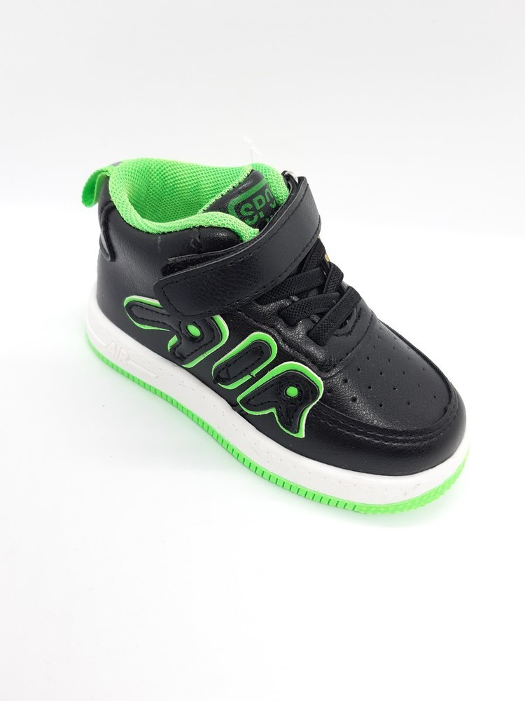 

Демисезонные ботинки на мальчика Канарейка черные с зеленым хайтопы 25 р 15,5 см BM-0151