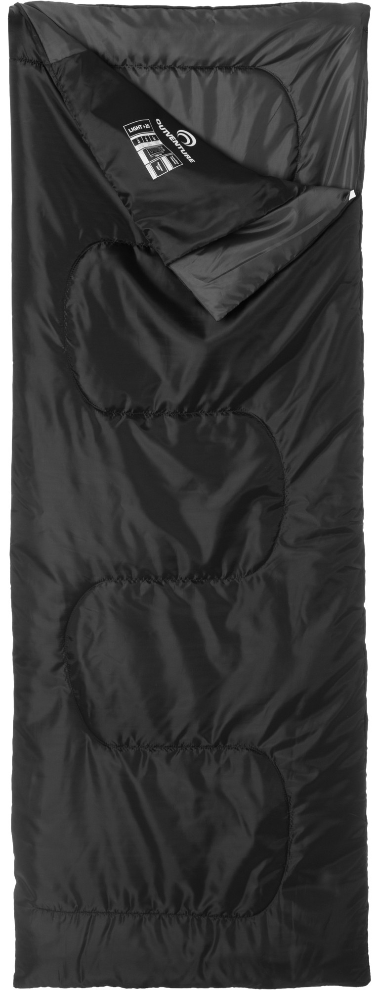 

Спальный мешок/кокон Рост до 180 см Outventure (от +25 до +20 °С) Левосторонний Черный