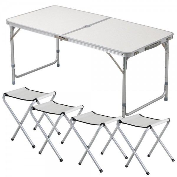 

Раскладной cтол чемодан для пикника SunRise с 4 стульями белый (ADVB-00759)