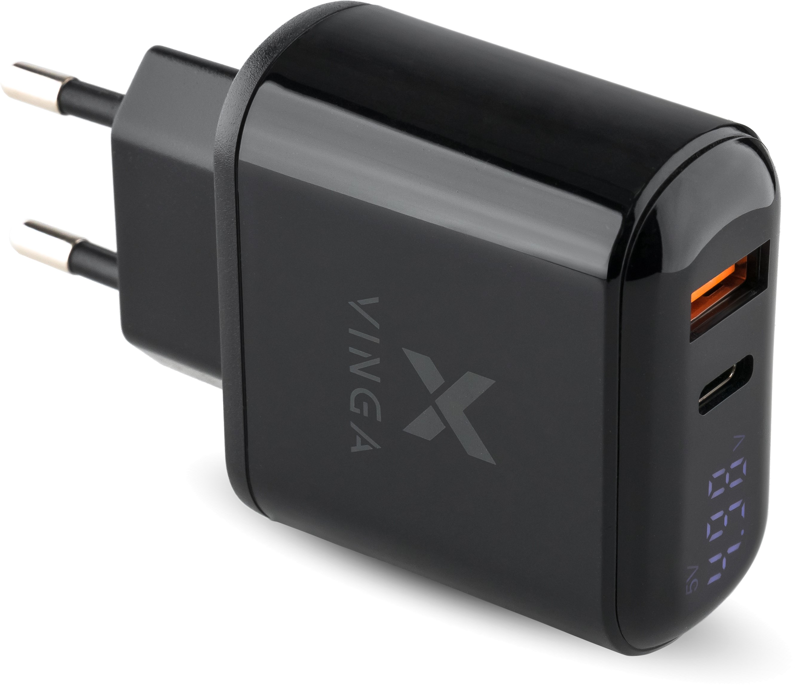 

Зарядное устройство Vinga 2 Port QC3.0+PD Display Wall Charger