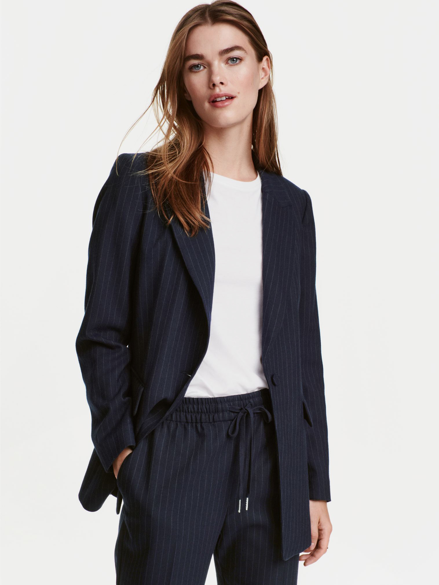 

Пиджак H&M 2512-4345364 40 Темно-синий полоска