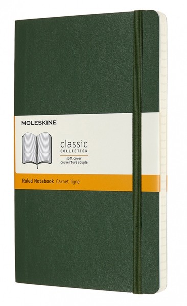 

Блокнот Moleskine Classic середній 13 x 21 см в лінію миртовий зелений м'який