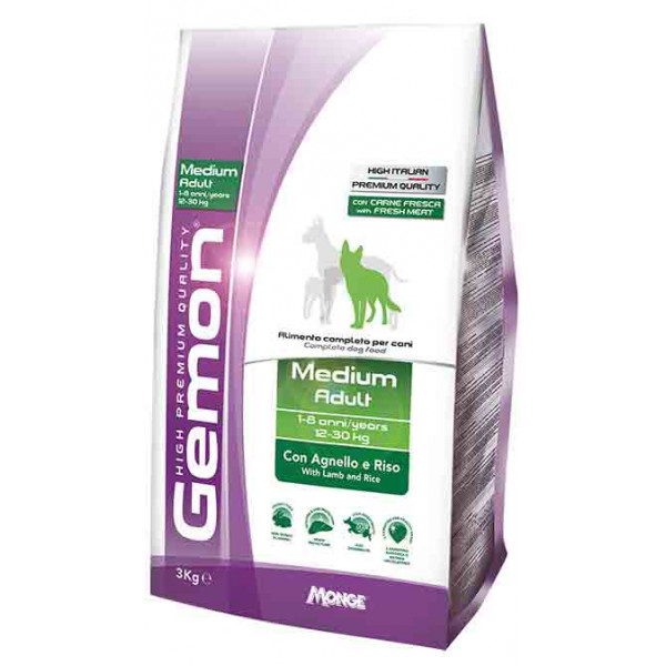 

Корм для собак средних пород Gemon DOG Medium Adult с ягненком 15 кг