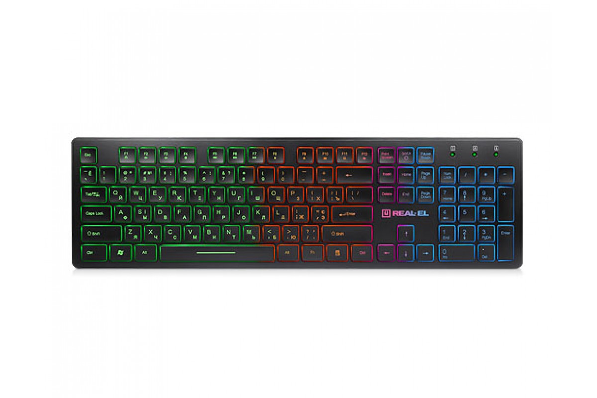 

Клавиатура игровая проводная REAL-EL Comfort 7070 Backlit USB с подсветкой Black