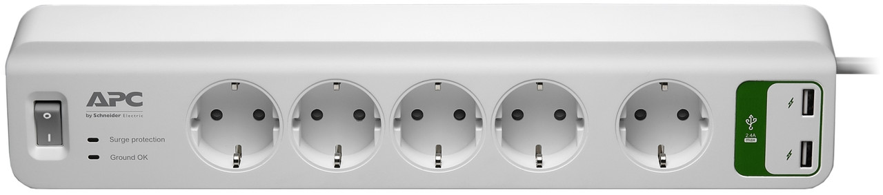 Фильтр APC Essential SurgeArrest 5 розеток + 2 USB (5V, 2.4A) (PM5U-RS ...