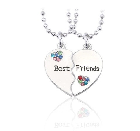 

Парные кулоны для друзей со стразами - best friends Color Rhinstone BF 50 см