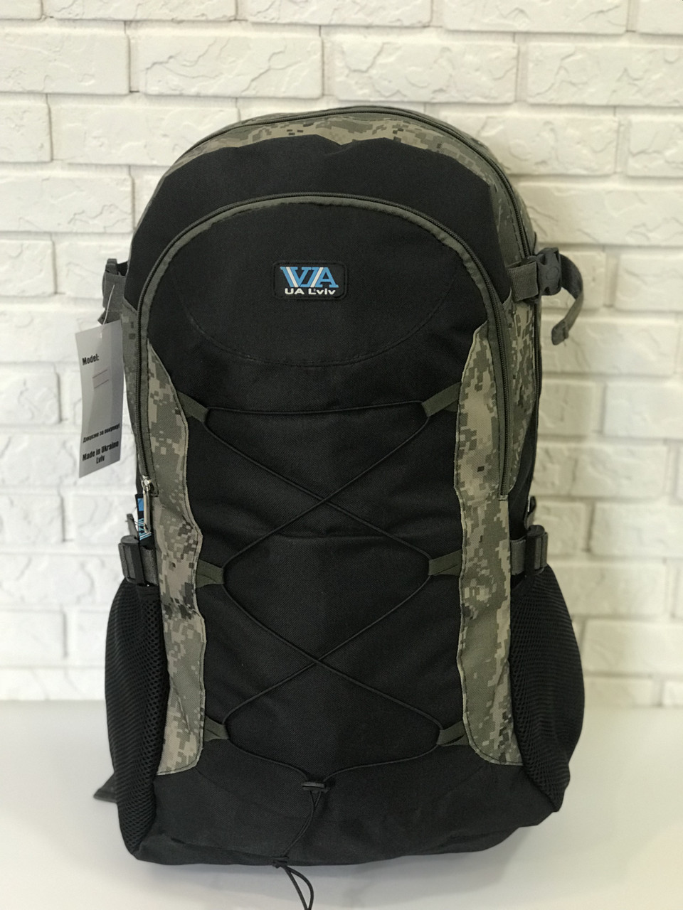 

Рюкзак туристический VA T-09-9 55л, черный с камуфляжом