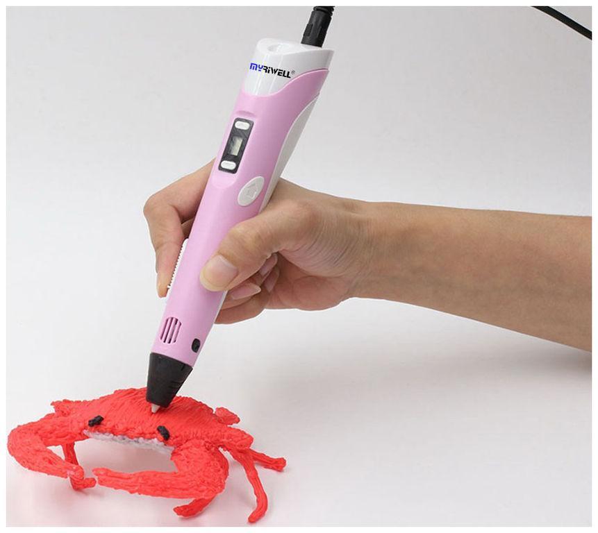 

3D Ручка PEN-2 с LCD-дисплеем + Пластик! Крутая ручка для рисования! РОЗОВАЯ!